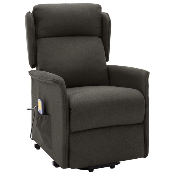 vidaXL Fauteuil de massage Taupe Tissu