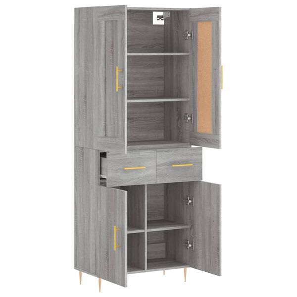 vidaXL Buffet haut Sonoma gris 69,5x34x180 cm Bois d'ing&eacute;nierie