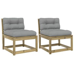 vidaXL Canap&eacute;s de jardin avec coussins 2pcs bois de pin impr&eacute;gn&eacute;