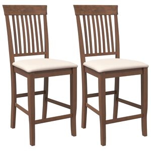 vidaXL Tabourets de bar avec coussins (lot de 2) en bois massif marron et caoutchouc