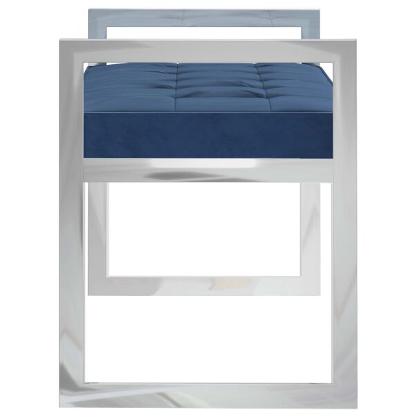 vidaXL Banc 97 cm Bleu Velours et acier inoxydable