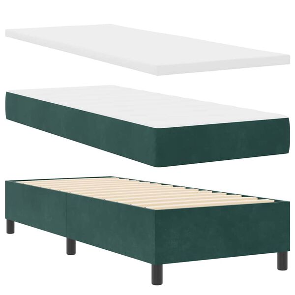 vidaXL Lit &agrave; ressorts avec matelas Vert fonc&eacute; 80 x 200 cm Velours
