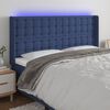 vidaXL T&ecirc;te de lit &agrave; LED Bleu 163x16x118/128 cm Tissu