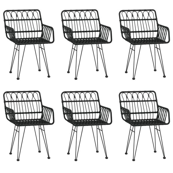 vidaXL Ensemble à manger de jardin 7 pcs Noir Résine tressée