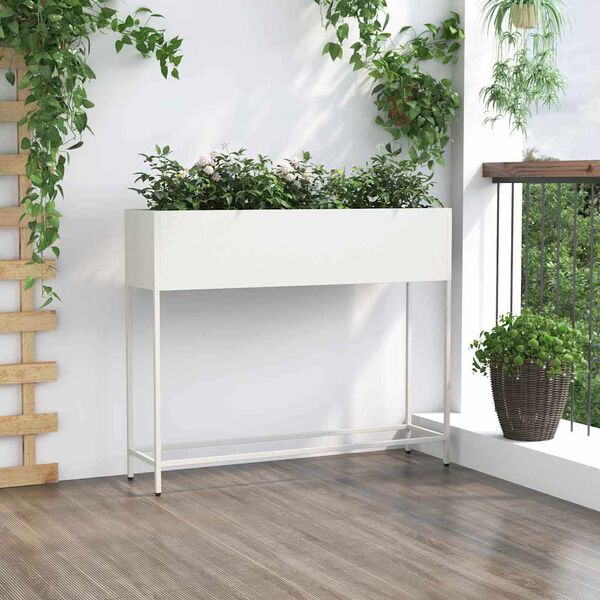 vidaXL Bac de jardin sur&eacute;lev&eacute; Blanc 100 x 26 x 82 cm Acier