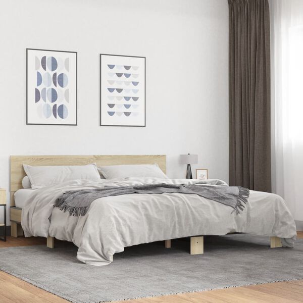 vidaXL Cadre de lit sans matelas ch&ecirc;ne sonoma 200x200 cm