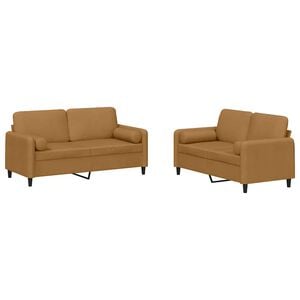 vidaXL Ensemble de canap&eacute;s 2 pcs avec coussins marron velours