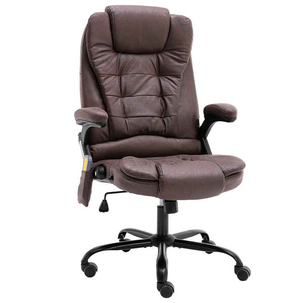 vidaXL Chaise de bureau de massage marron fonc&eacute; similicuir daim