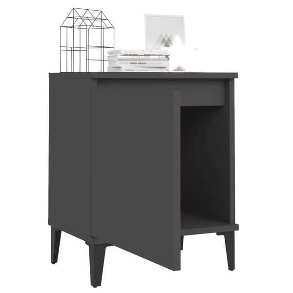 vidaXL Tables de chevet avec pieds en m&eacute;tal gris 40x30x50 cm