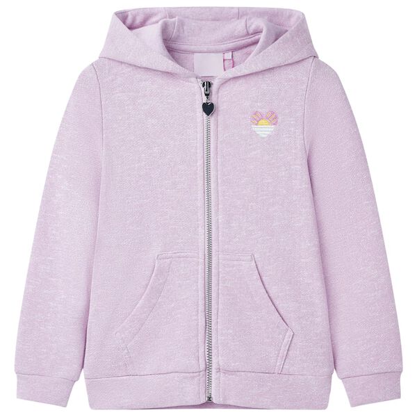 Sweatshirt &agrave; capuche et fermeture &eacute;clair pour enfants m&eacute;lange lila 140