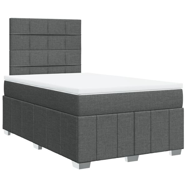 vidaXL Sommier &agrave; lattes de lit avec matelas gris fonc&eacute; 120x190cm tissu
