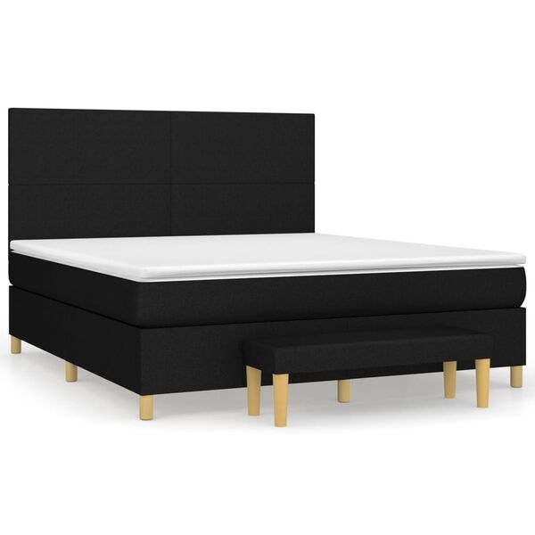 vidaXL Sommier &agrave; lattes de lit avec matelas Noir 180x200 cm Tissu
