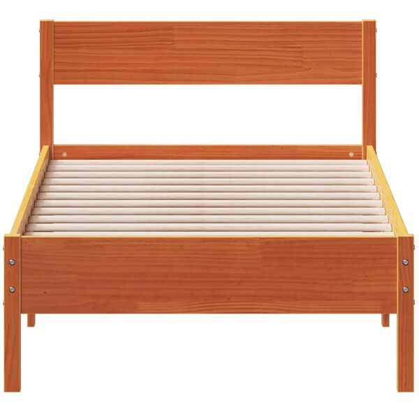 vidaXL Cadre de lit sans matelas cire marron 75x190 cm bois pin massif