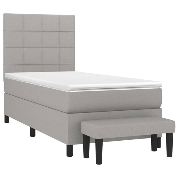 vidaXL Sommier &agrave; lattes de lit avec matelas Gris clair 80x200 cm Tissu