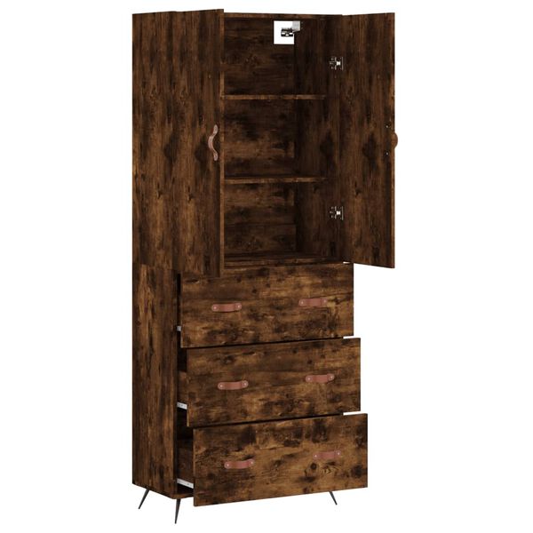 vidaXL Buffet haut Ch&ecirc;ne fum&eacute; 69,5x34x180 cm Bois d'ing&eacute;nierie