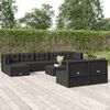 vidaXL Salon de jardin 9 pcs avec coussins Noir R&eacute;sine tress&eacute;e