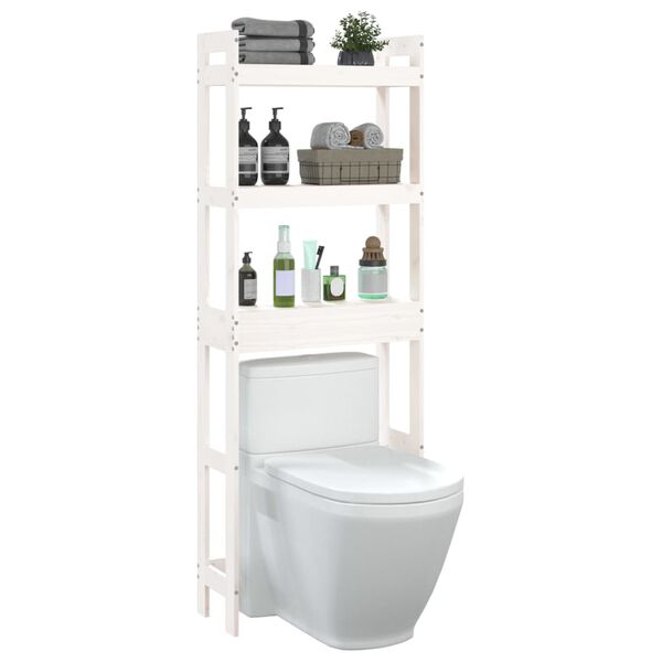 vidaXL Étagère de toilette Blanc 63x26x171 cm Bois de pin massif