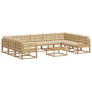 vidaXL Ensemble de canap&eacute;s d'ext&eacute;rieur 10 pc Blanc et Beige