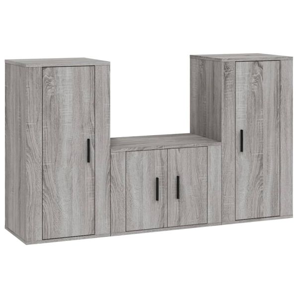 vidaXL Ensemble de meubles TV 3 pcs Sonoma gris Bois d'ing&eacute;nierie