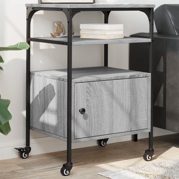 vidaXL Support d'imprimante &agrave; 3 niveaux sonoma gris 50x40x76 cm