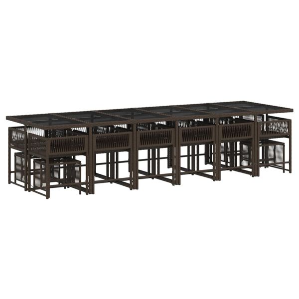vidaXL Ensemble &agrave; manger de jardin et coussins 17 pcs marron rotin