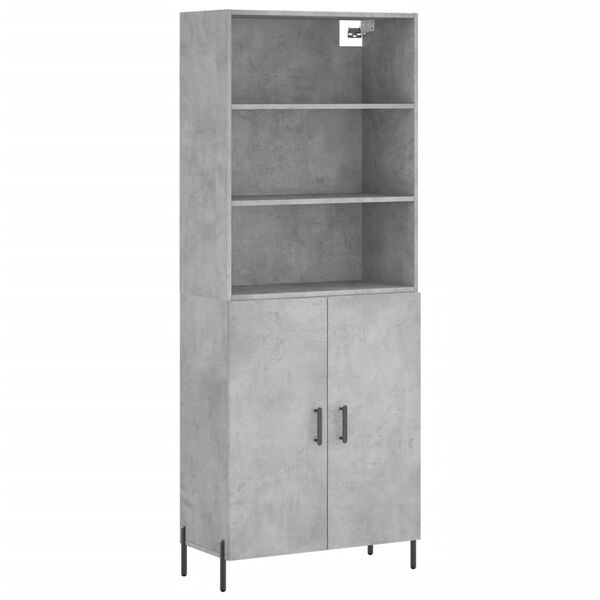 vidaXL Buffet haut Gris b&eacute;ton 69,5x34x180 cm Bois d'ing&eacute;nierie
