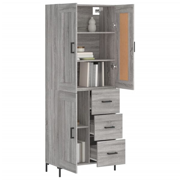 vidaXL Buffet haut Sonoma gris 69,5x34x180 cm Bois d'ing&eacute;nierie