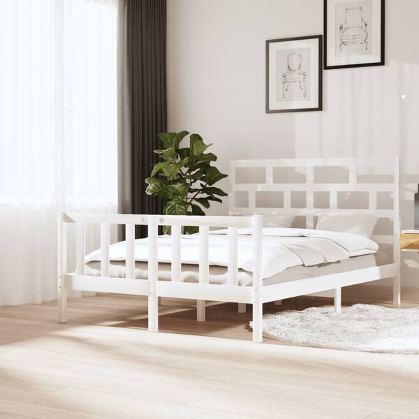 vidaXL Cadre de lit sans matelas blanc bois massif 140x200 cm