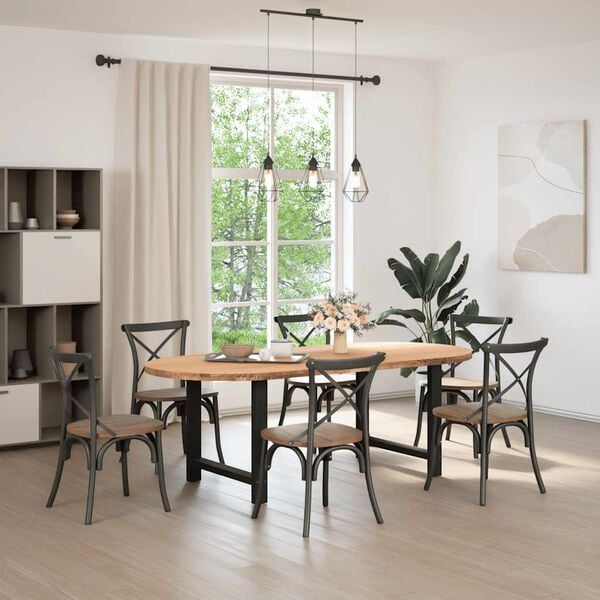 vidaXL Table &agrave; manger 220x100x74 cm bois de ch&ecirc;ne massif ovale