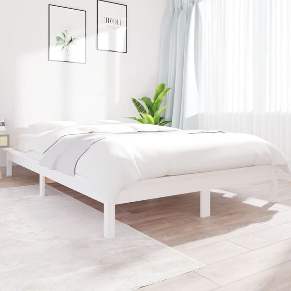vidaXL Cadre de lit sans matelas blanc 200x200 cm bois massif