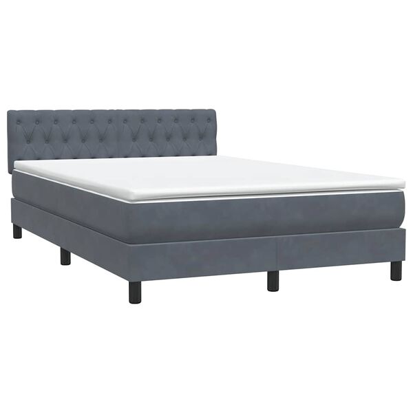 vidaXL Sommier &agrave; lattes de lit et matelas gris fonc&eacute; 140x220cm velours
