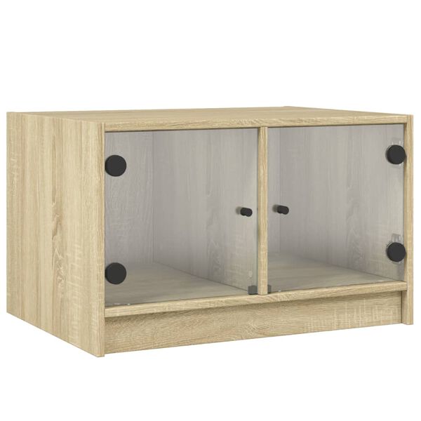 vidaXL Table basse avec portes en verre ch&ecirc;ne sonoma 68x50x42 cm