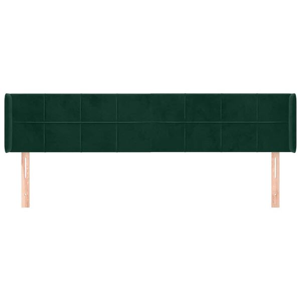 vidaXL T&ecirc;te de lit avec oreilles Vert fonc&eacute; 163x16x78/88 cm Velours