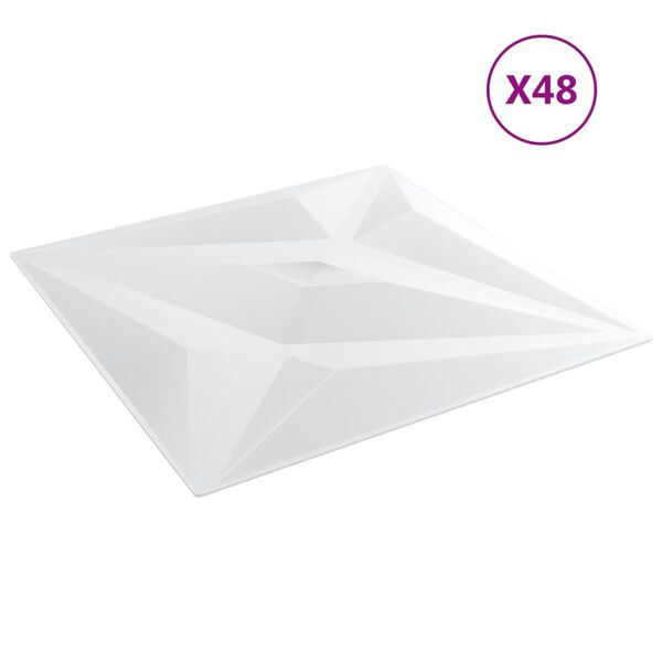 vidaXL Panneaux muraux 48 pcs blanc 50x50 cm XPS 12 m&sup2; &eacute;toile