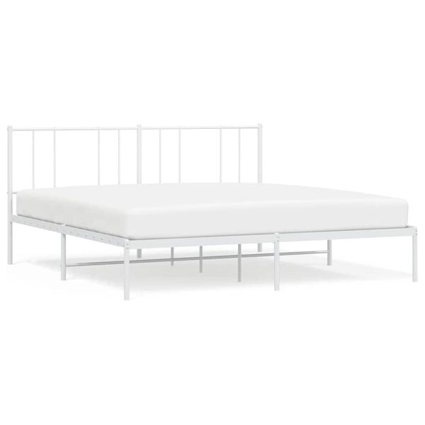 vidaXL Cadre de lit m&eacute;tal sans matelas et t&ecirc;te de lit blanc 183x213 cm