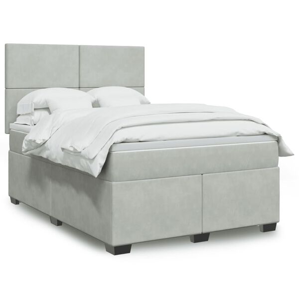 vidaXL Sommier &agrave; lattes de lit et matelas Gris clair 160x200cm Velours