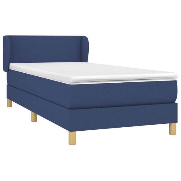vidaXL Sommier à lattes de lit avec matelas Bleu 90x190 cm Tissu