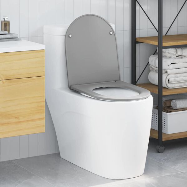 vidaXL Si&egrave;ge de toilette Gris 44 x 36,4 x 3,4 cm Duroplast