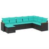 vidaXL Salon de jardin 8 pcs avec coussins noir r&eacute;sine tress&eacute;e