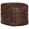 vidaXL Pouf 40 x 40 x 40 cm Marron foncé Cuir véritable de chèvre
