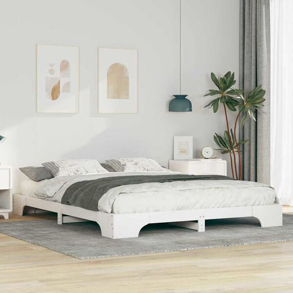 vidaXL Cadre de lit Blanc 160 x 210 cm Pin massif