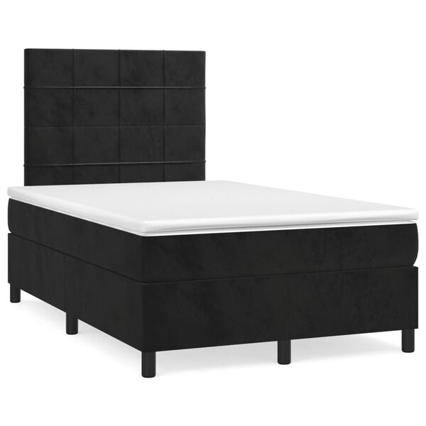 vidaXL Sommier &agrave; lattes de lit et matelas LED noir 120x190 cm velours