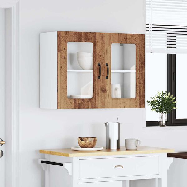 vidaXL Armoire murale de cuisine avec porte en verre Kalmar vieux bois