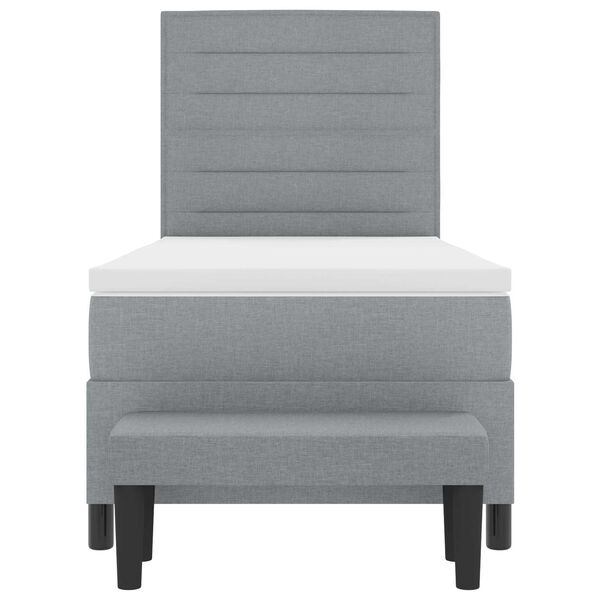 vidaXL Lit &agrave; ressorts avec matelas Gris clair 80 x 200 cm tissu