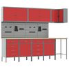 vidaXL Ensemble de placards de travail 12 pi&egrave;ces Rouge et Gris