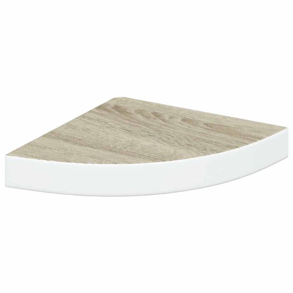 vidaXL &Eacute;tag&egrave;re d'angle murale Ch&ecirc;ne et blanc 25x25x3,8 cm MDF