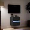 vidaXL Meuble TV mural avec lumi&egrave;res LED noir 41x31x45 cm
