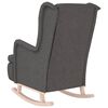 vidaXL Fauteuil avec pieds &agrave; bascule en bois d'h&eacute;v&eacute;a Gris fonc&eacute; Tissu