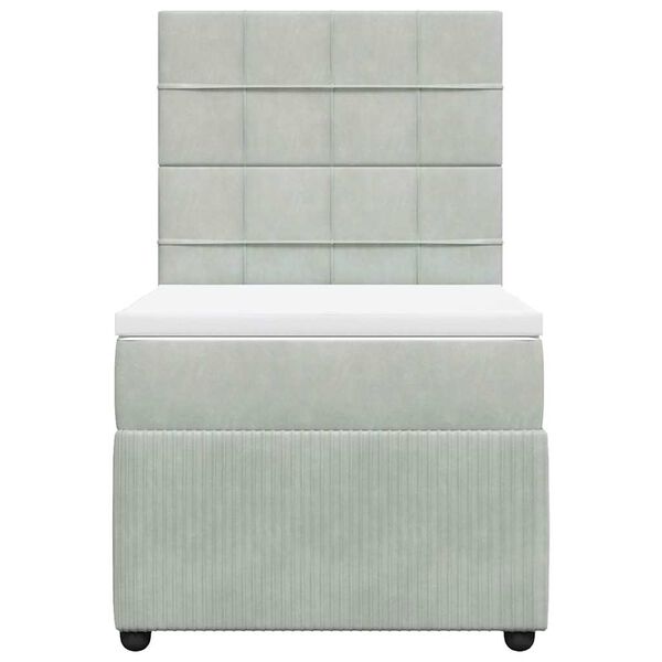 vidaXL Sommier &agrave; lattes de lit et matelas Gris clair 80x200 cm Velours