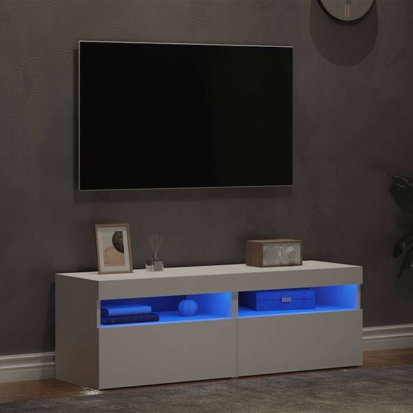 vidaXL Meubles TV avec lumières LED 2 pcs Blanc 60x35x40 cm